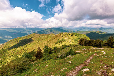 Panoramic View of Pizzo Evigno in Ligurian Hinterland Italyの写真素材