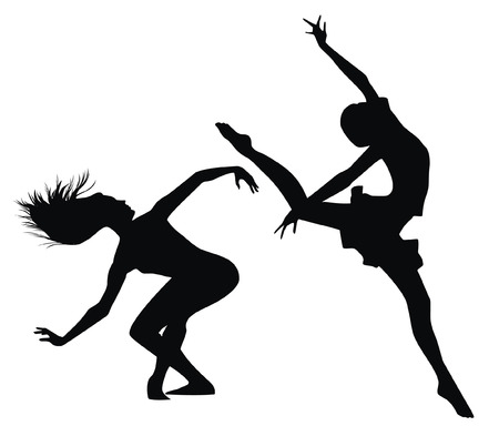 Silhouettes of women which danceのイラスト素材
