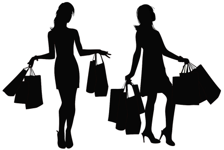 Silhouettes of two girlsのイラスト素材