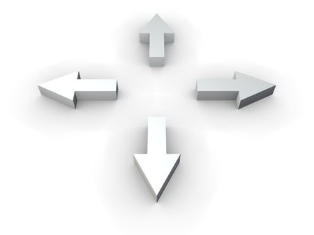 An isolated 3d white arrows on white backgroundの写真素材