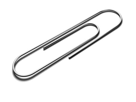 An isolated metal paperclip on white backgroundの写真素材