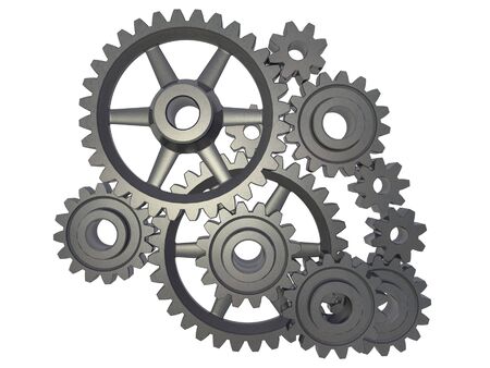 An isolated cogwheel mechanism on white backgroundの写真素材