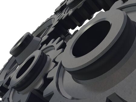A cogwheel mechanism detail on white backgroundの写真素材