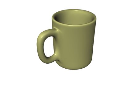 An isolated simple yellow mug on white backgroundの写真素材