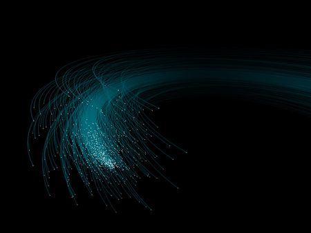 Many blue optical fibers on black backgroundの写真素材