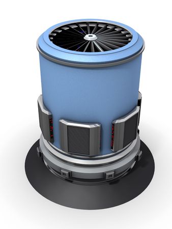 An isolated idealized powerfull computer node on white backgroundの写真素材