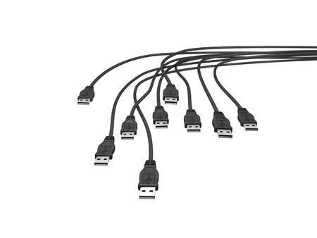 An isolated usb male connectors on white background