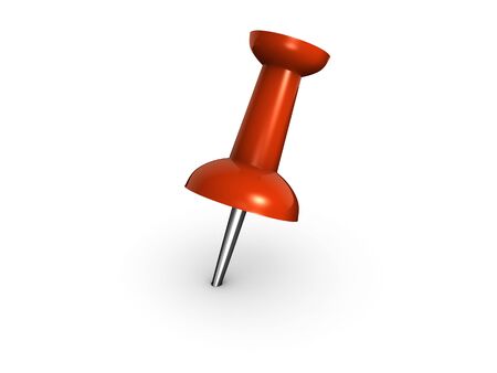 An isolated red push pin on white backgroundの写真素材