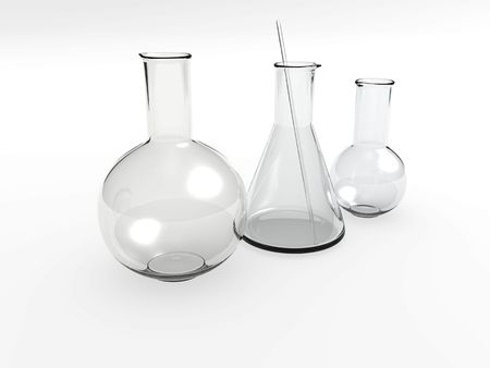 An isolated glass laboratory equipment on white backgroundの写真素材