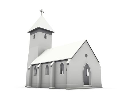 An isolated small gray church on white backgroundの写真素材