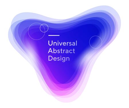 Coloured abstract bubbly background. Universal soft elements, blurry lines. Blue, indigo, purple background with white text and circles. Layout for ad banner or promo flyer. Vector illustration.のイラスト素材