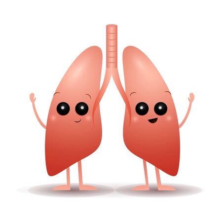 Cartoon lungs vector illustrationのイラスト素材