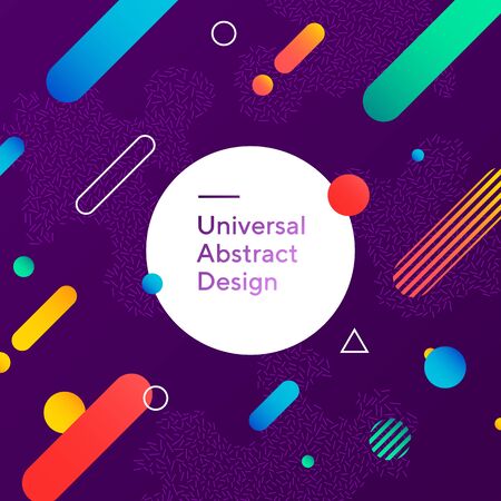 Colorful abstract background design. Geometric vector with graphic elements. Dynamical forms. Rounded and angled shapes. Multiple colors. Template for logo, flyer or presentation. Vector illustrationのイラスト素材
