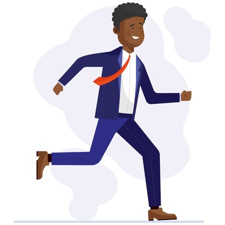 Cheerful African manager running to workのイラスト素材