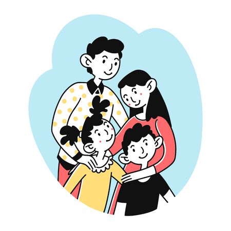 Happy family portraitのイラスト素材