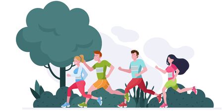 Active people running marathonのイラスト素材