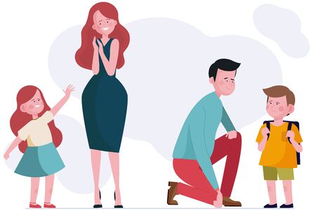 Parents spending time with kids setのイラスト素材