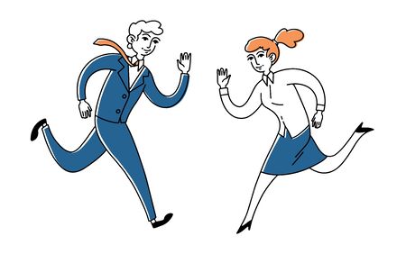 Running business coupleのイラスト素材