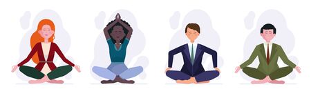 People meditating setのイラスト素材