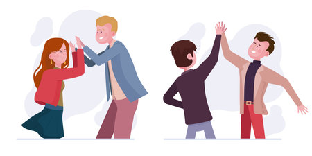 Giving high five setのイラスト素材