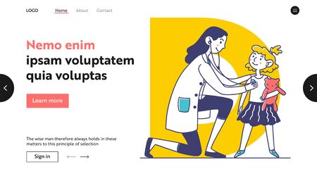 Pediatrician examining little patientのイラスト素材