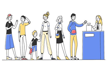 People waiting in line for service vectorのイラスト素材