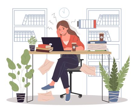 Hard office work with overload vector illustrationのイラスト素材