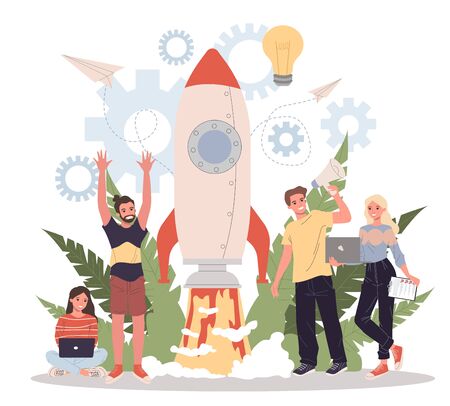 Business project start flat vector illustrationのイラスト素材