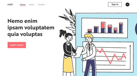 Business partners presenting reportsのイラスト素材