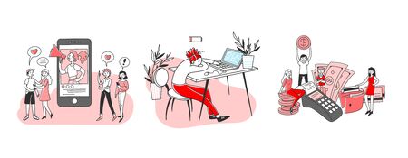 Internet business setのイラスト素材