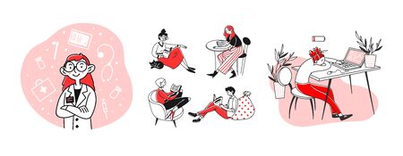 Healthcare and work balance setのイラスト素材