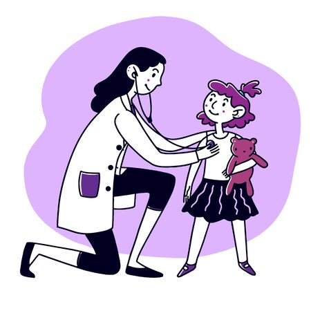 Child with toy visiting doctorのイラスト素材
