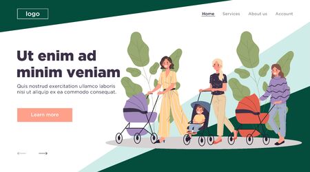 New moms walking with childrenのイラスト素材