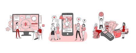 Online project investment setのイラスト素材