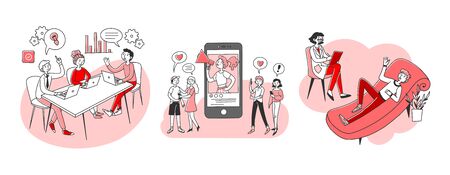 Business, internet, psychology occupations setのイラスト素材