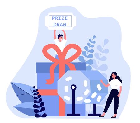 Lucky winners turning raffle drumのイラスト素材