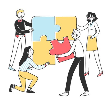 Team connecting puzzle partsのイラスト素材