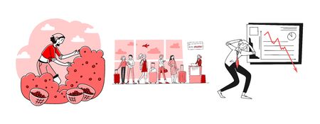 Business decline setのイラスト素材