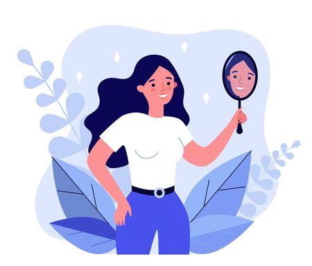 Self centered woman suffering from narcissismのイラスト素材