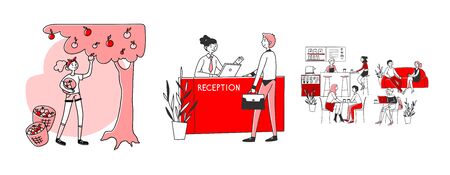Leisure and service setのイラスト素材