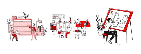 Workplaces and occupation setのイラスト素材