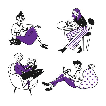 Students or book readersのイラスト素材