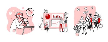 Medicine, business, finance occupations setのイラスト素材