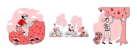 Summer outdoor activities setのイラスト素材