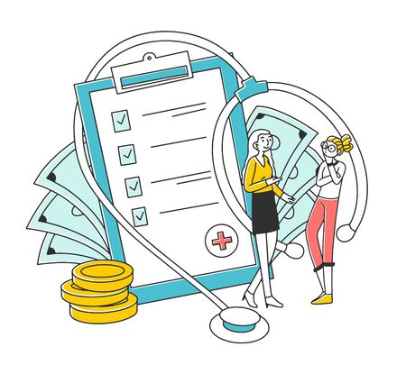 Agent and client discussing health insuranceのイラスト素材