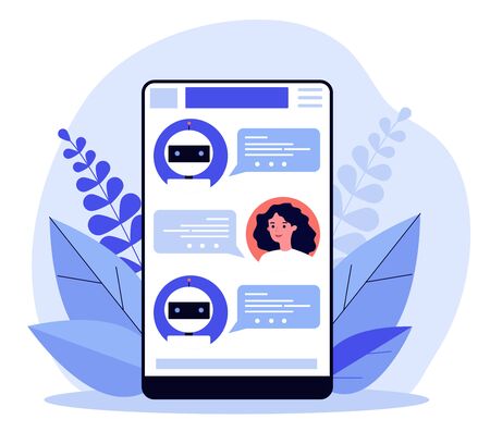Woman consulting chatbotのイラスト素材