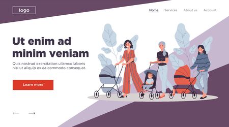 New moms walking with childrenのイラスト素材