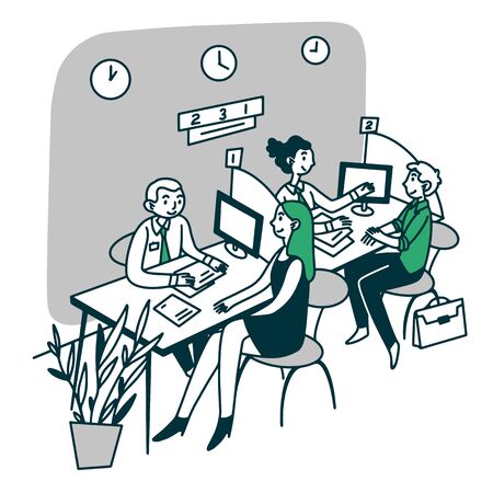 Bank consultant talking to customerのイラスト素材