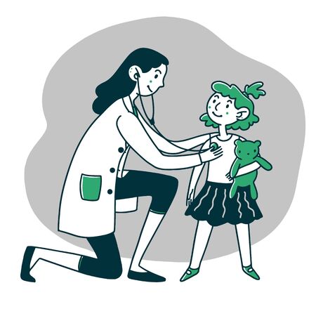 Child with toy visiting doctorのイラスト素材