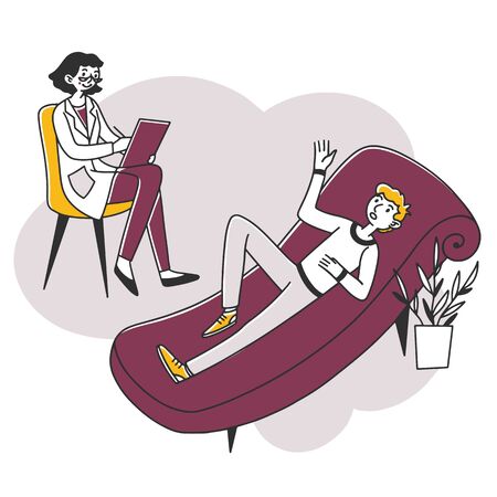 Young man consulting psychologistのイラスト素材